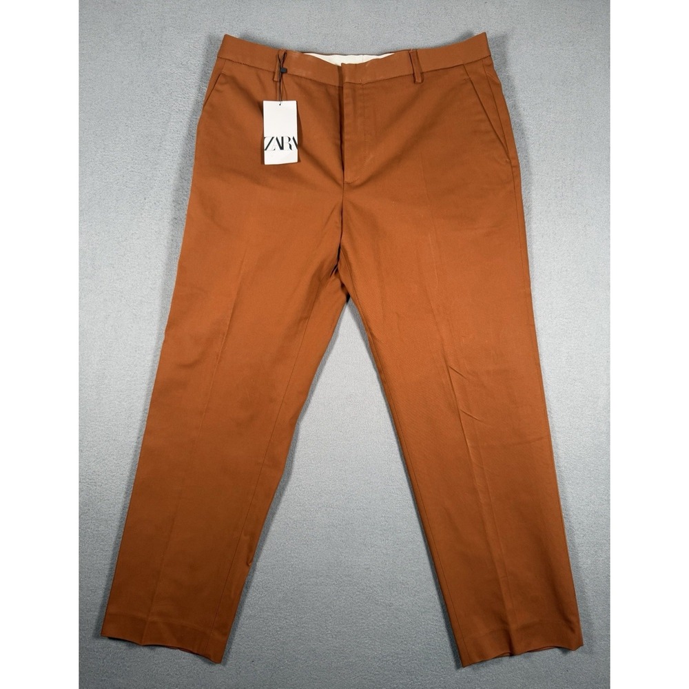 NWT Zara Man Rust Orange Chino Dress Pants Mens Size 36